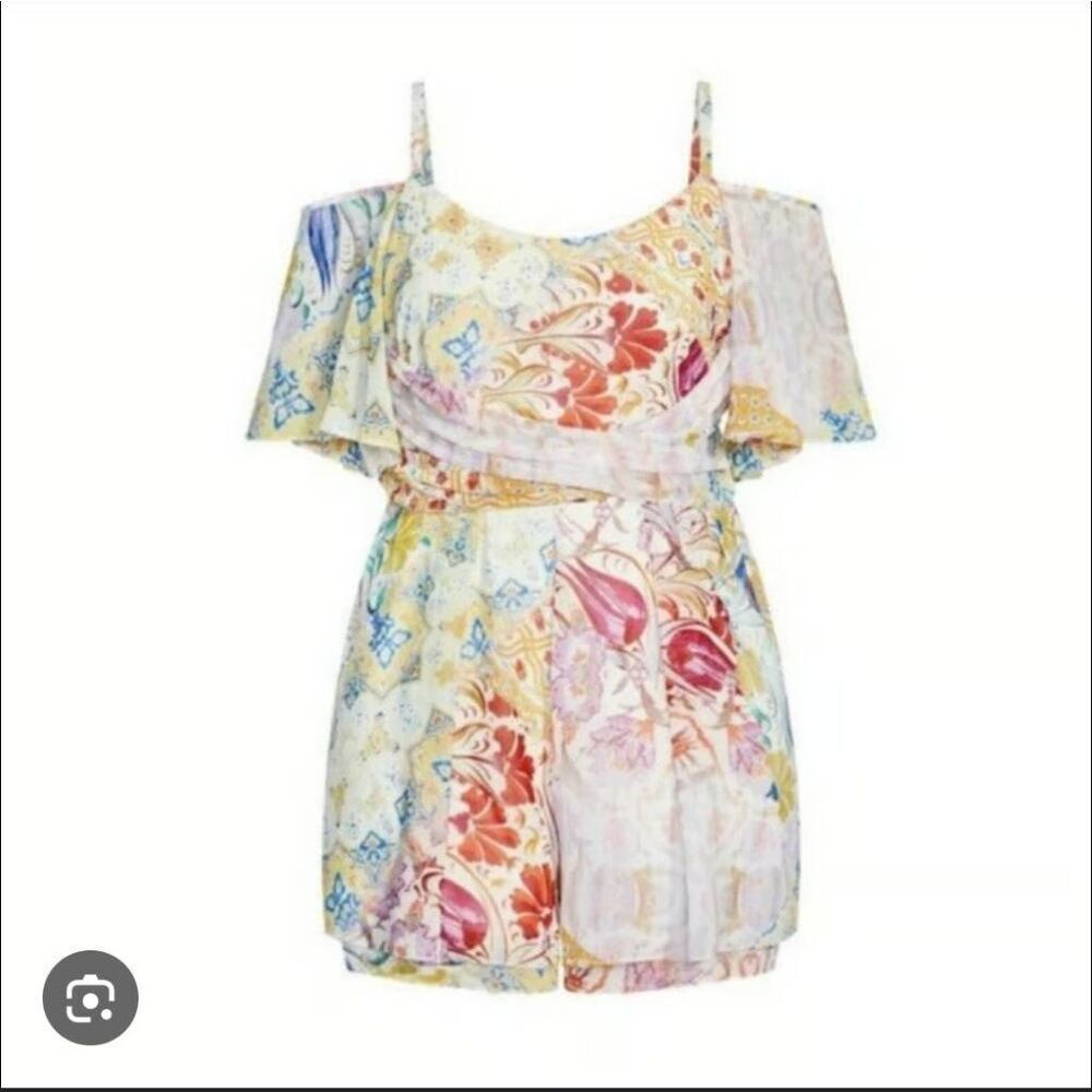 City Chic Playsuit Romper - Clove Cold Shoulder - Picture 8 of 8